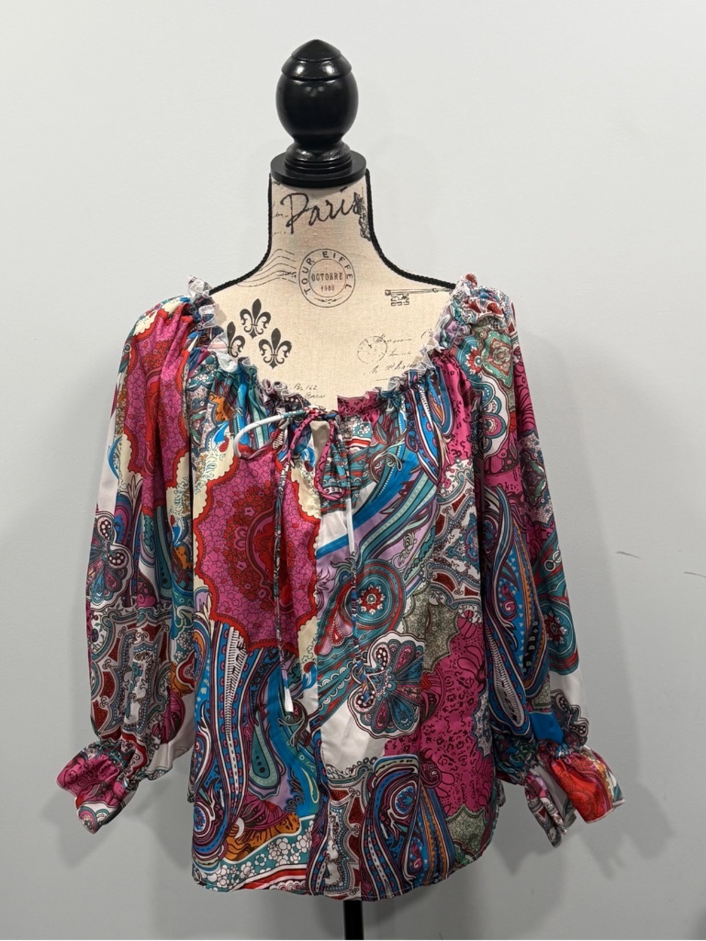 Source Unknown Multicolor Paisley Peasant Blouse